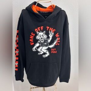 Vans Off the Wall…Black Hoodie with Graphic Design.  Men’s XL